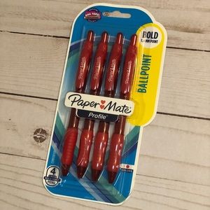 Papermate Ballpoint Bold Red Pens.